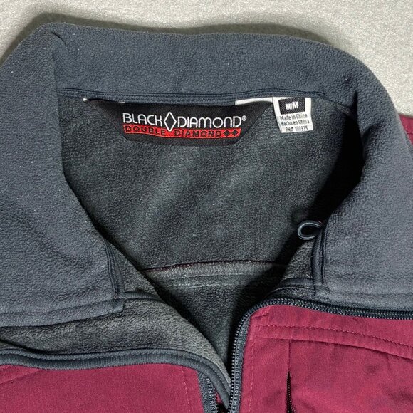 Black Diamond Double Jacket Women Maroon Medium Soft Shell Full Zip Fleece Lined - Picture 5 of 9